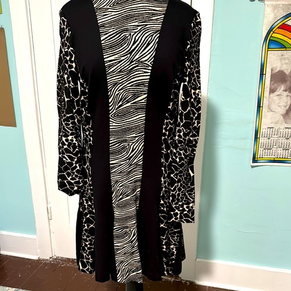 Nicole Miller atelier block animal print flirty, long sleeve dress large - Picture 1 of 6